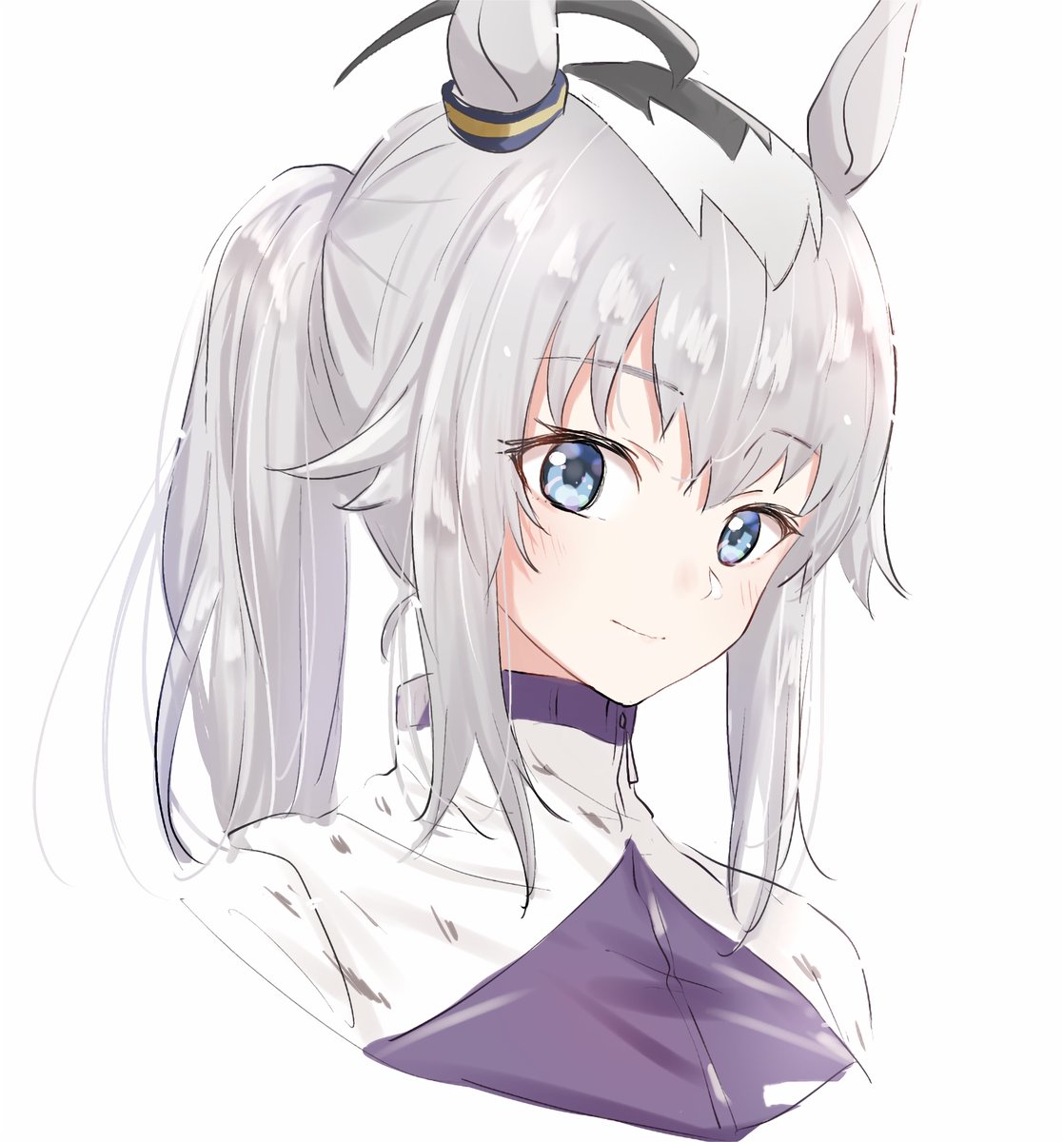 oguri cap (umamusume) 1girl solo animal ears ponytail horse ears white background blue eyes  illustration images