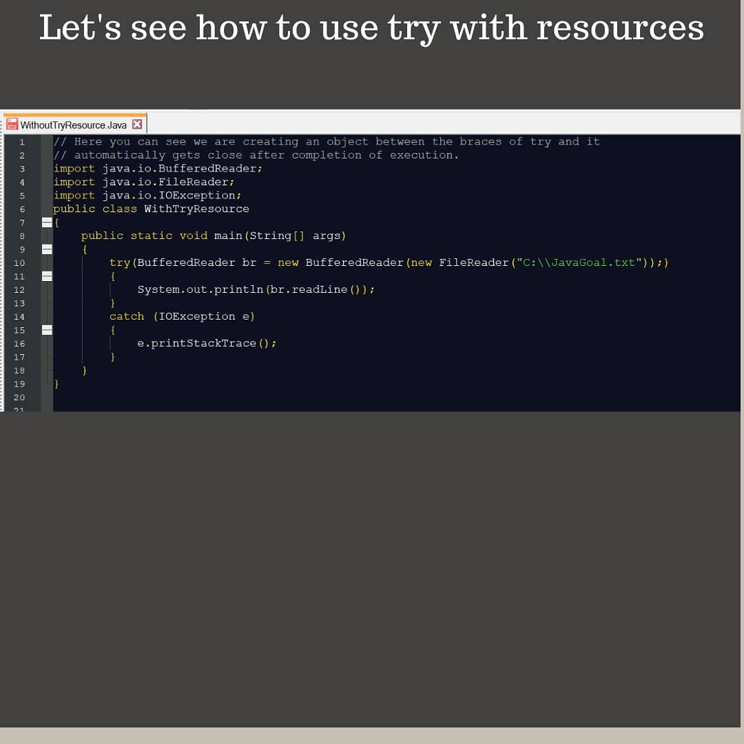 GoalJava's tweet image. Want to read it in detail then click on link:javagoal.com/java-try-with-…
#javadeveloper
#android
#javacode
#codinglife
#Coding
#devcommunity
#CodeNewbie
#CodeNewbies
#WomenWhoCode