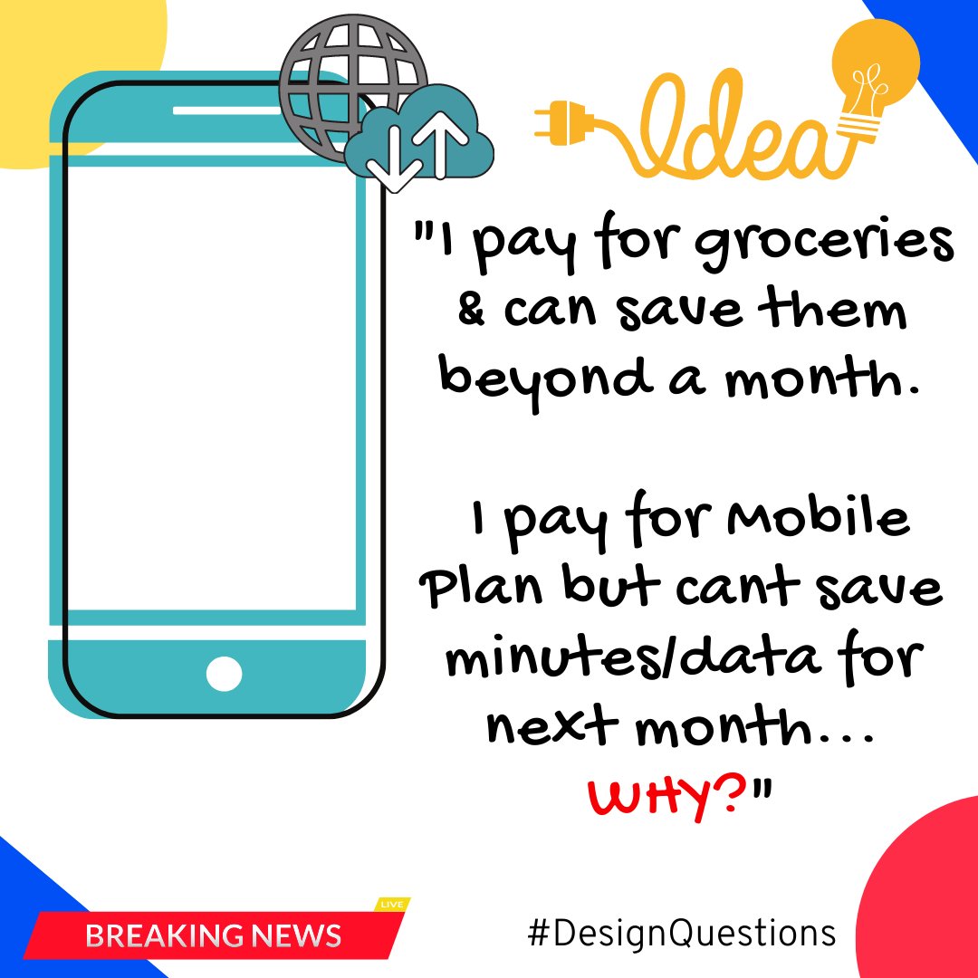 kiranvarri's tweet image. #DesignCuriosity : 🧐🤗🤔... #designDOUBT

(why cant one carry forward balance minutes &amp;amp; data for the lifetime of the service...) #DesignThinking #Design