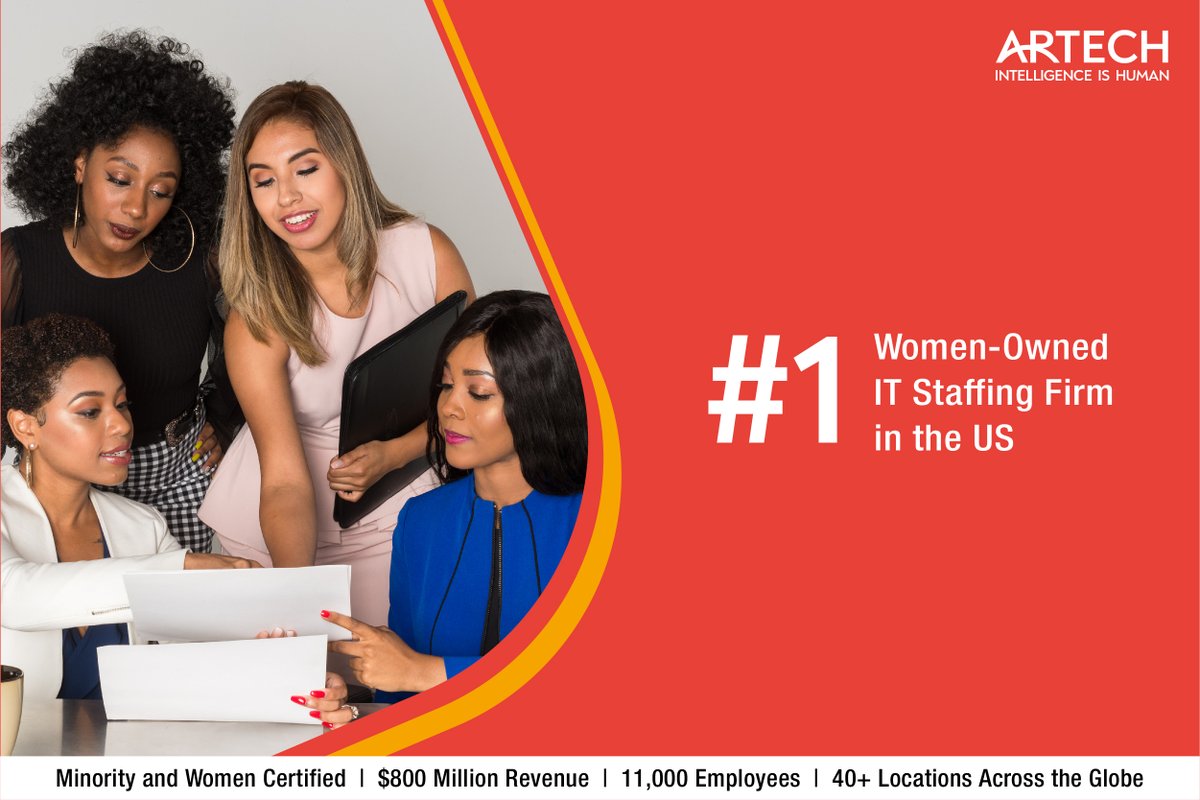 Artech_LLC's tweet photo. At Artech, we've grown into the #1 Women-owned IT staffing firms in the US.

Through our staffing &amp; consulting solutions, we’re acting today, to build more inclusive workforce strategies for tomorrow. 

#Artech #intelligenceishuman #staffing #staffingsolutions #consulting https://t.co/6zwEKCzLGF