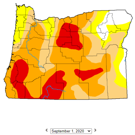 BobbyJohnstonWX's tweet image. A 3-year comparison of the #drought across Oregon. As of today, 26.59% of the state is in Exceptional Drought and 76.69% is in Extreme Drought. Last year only 17.61% was in extreme drought. #ORwx @KOBITV