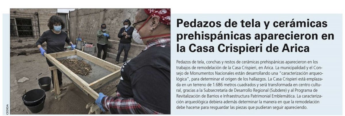 laSubdere's tweet photo. [En prensa] @lun destaca:
🏛️Municipio realiza caracterización arqueológica en etapa de diseño del centro cultural Casa Crispieri.

-La Casa Crispieri está emplazada en un terreno de 1.686 M2 y será transformado en centro cultural, gracias a la #Subdere y al Programa #PRBIPE. https://t.co/PFrcsa6cXz