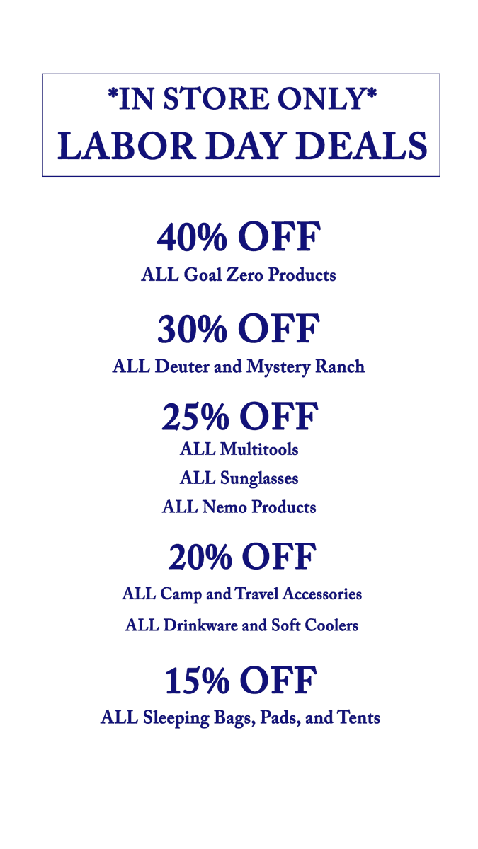 Attention Memphis Friends, 
We have *in store only*, exclusive Labor Day deals for you! We're discounting some of your favorite brands, so come shop at one of our store locations to get the deals all week long! 😁🥳