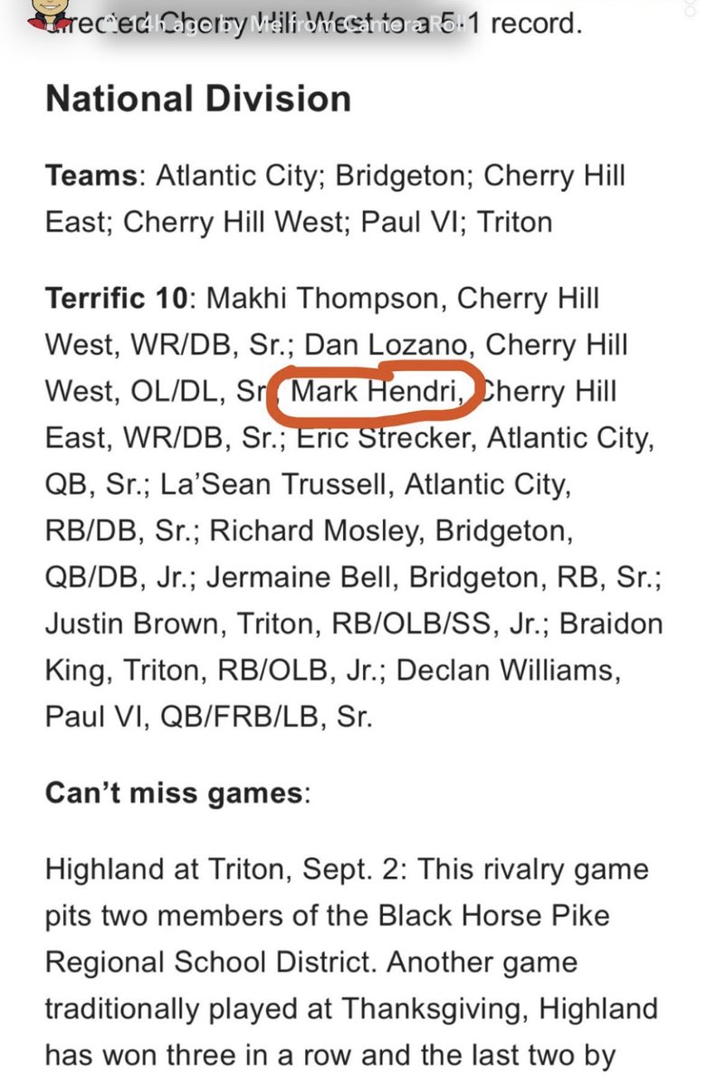 MarkHendri12's tweet photo. Terrific 10 of South Jersey!⁦@coachdaley12⁩ ⁦@_GridironAccess⁩ https://t.co/FzaqPrLKMw