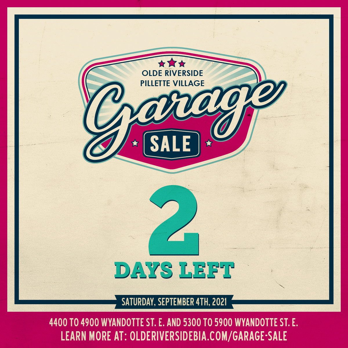 olderiversidewe's tweet photo. 2 Days Left!

https://t.co/fVDPtPdqNl

#garagesale #pillettevillage #olderiverside #windsoressex #windsor #windsorontario #yqglocal #yqgstrong #yqg https://t.co/Wkg94JSTOg