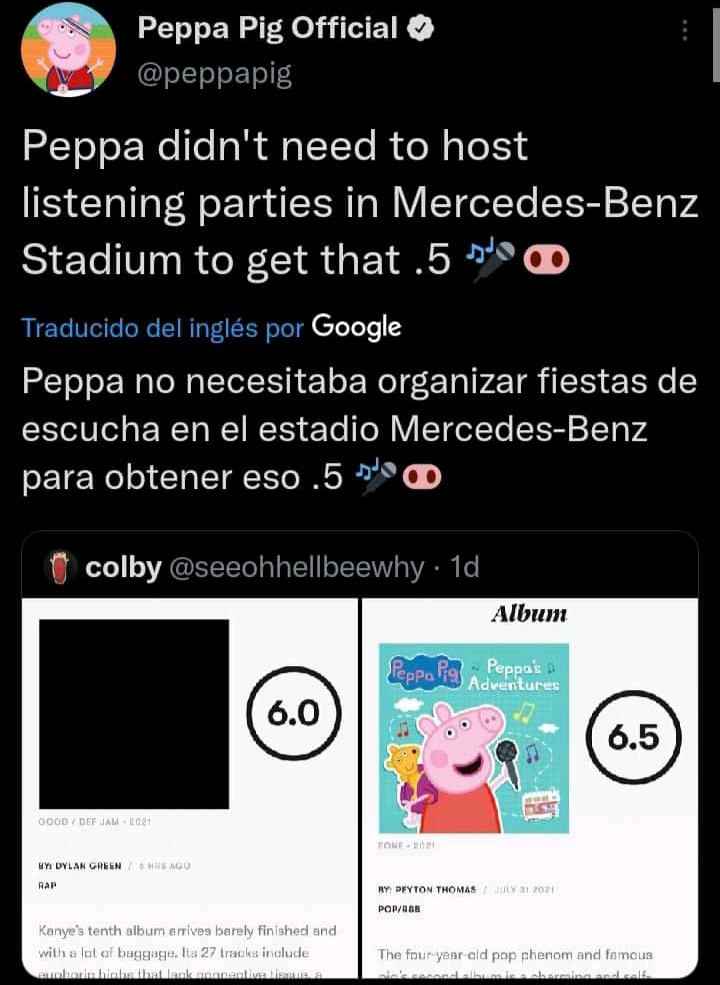 TheAndersito's tweet photo. Ya no solo es Drake el que le busca beef a Kanye si no también Peppa Pig. https://t.co/BhmJTrUymA