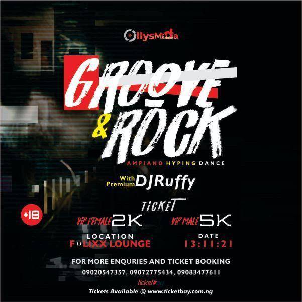 ticketbayng's tweet photo. Groove &amp; Rock with DJ Ruffy 
Folixx Lounge
13-11-2021 https://t.co/EIkzMAFmA7