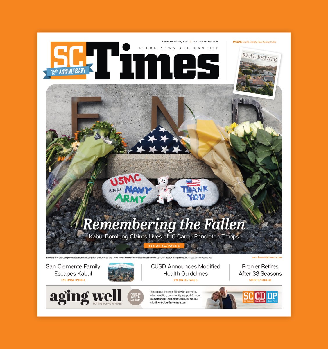 SCTimesNews's tweet photo. In the latest SC Times, we report on the 10 troops from Camp Pendleton who lost their lives in last weekโs terrorist attack in Kabul. Read all about it and more by grabbing a copy or heading to https://t.co/4LVZmgk3zv. #sanclemente #troops #marines #terroristattack #fallentroops https://t.co/wwdA1jgJvO