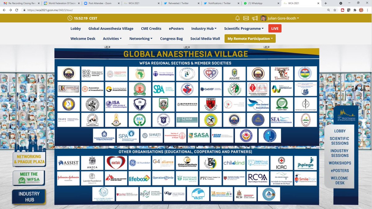 Regional Sections, Member Societies, Partners..they are all in the Global Anaesthesia Village. All are part of the solution and all have a story to tell! Please take a moment to go and visit them #WCA2021 @wfsawca