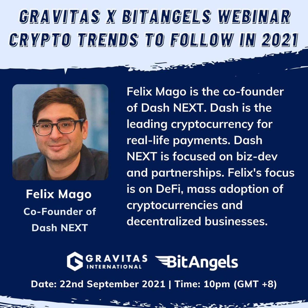 dashphp's tweet image. Dash Next's Felix Mago is hosting a webinar in collaboration with Bitangels &amp;amp; Gravitas on 22nd September. Don't miss out and register for the event over the link below
eventbrite.com/e/how-to-turn-…