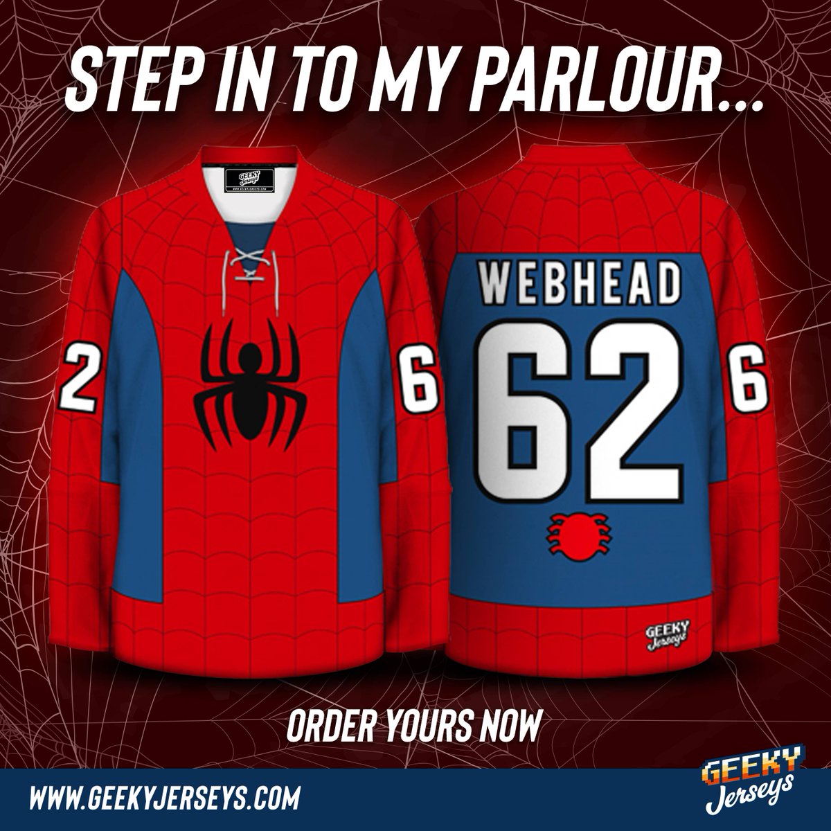 GeekyJerseys's tweet photo. 🕸️ Swing over to https://t.co/AYBswNiIWP and personalize yours!🕷️
#hockeyjersey #geekyjerseys #geekyjersey #webhead #webslinger #radioactivespider #comicbooks #superhero #hockey #geeky #nerdy #hockeylife #hockeygear https://t.co/bZhFw0XOed
