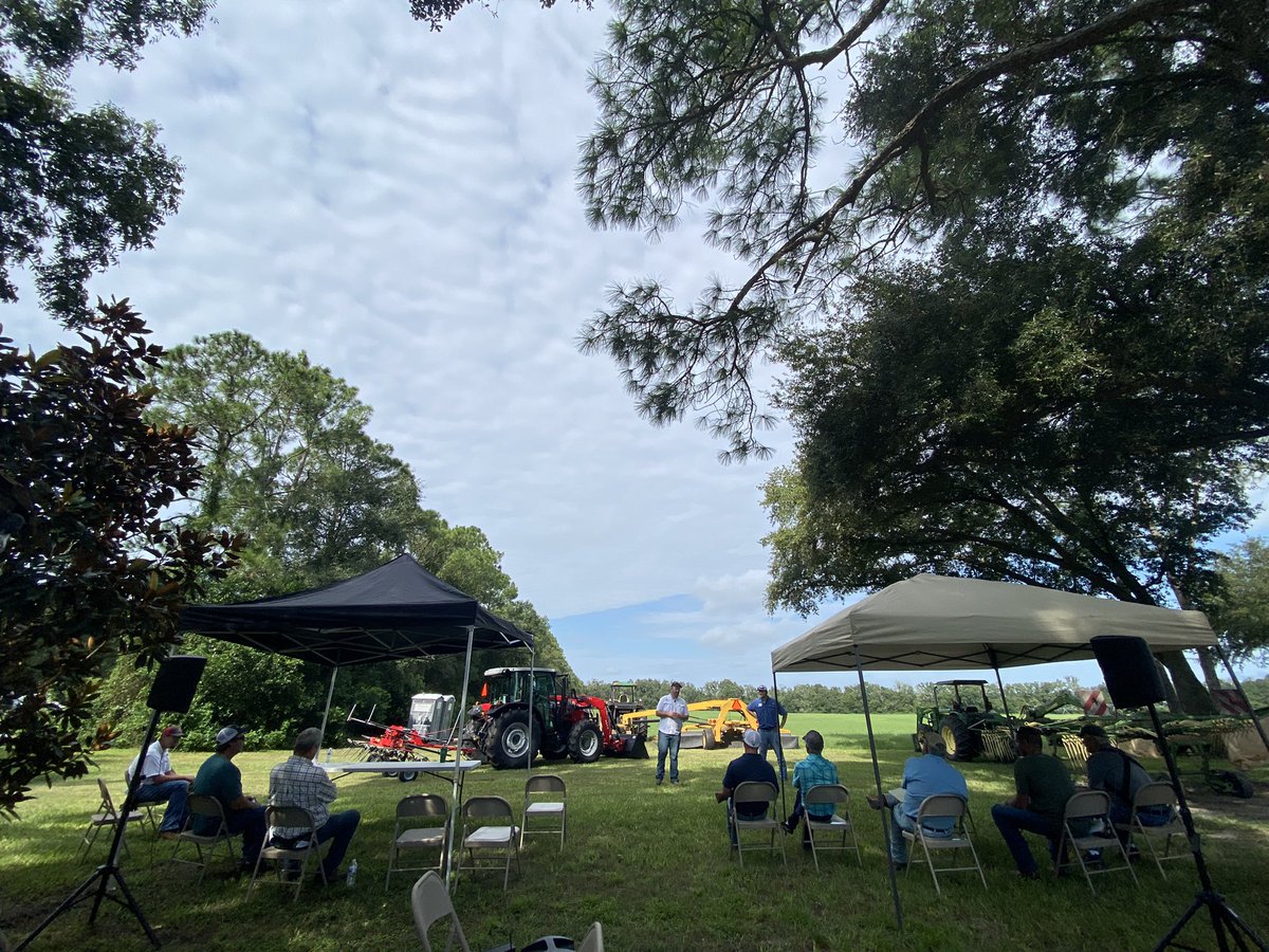 SEHayContest's tweet photo. It’s a beautiful day for the first annual #SEHayContest Shortcourse. We have Dr. Marcelo Wallau with the University of Florida #Extension and Mr. Nick McClelland with #MasseyFerguson talking about #forage quality and #hay mowing. https://t.co/5ZFUHZ1Nnw
