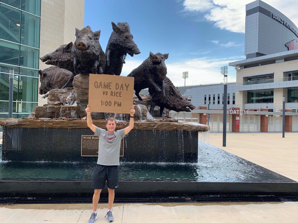 Get up it's GAME DAY for <a href="/RazorbackFB/">Arkansas Razorback Football</a> and <a href="/CoachSamPittman/">Coach Sam Pittman</a>! Can't wait to be inside Razorback Stadium calling the hogs! #OneRazorback