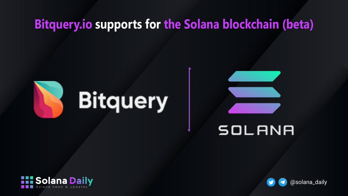 solana_daily's tweet image. 🌟@Bitquery_io now supports for the @solana blockchain (Beta)
👉Users now are able to query #Solana blockchain data using #Bitquery ‘s GraphQL APIs
Check here to know more: bitquery.io/blog/solana-api
@solana #SOLANA #SolanaSummer $SOL #solszn #Solanaszn