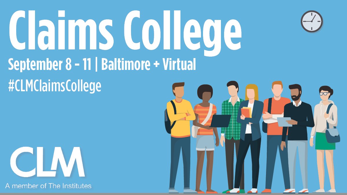 ✏️ If you are a graduate -- what is your favorite #CLMClaimsCollege memory or nugget of wisdom? Share below!

✏️ Still time to register. bit.ly/3BjQ1M8

#ClaimsManagement #LitigationManagement #ProfessionalEducation #Insurance #InsuranceClaims #Advice