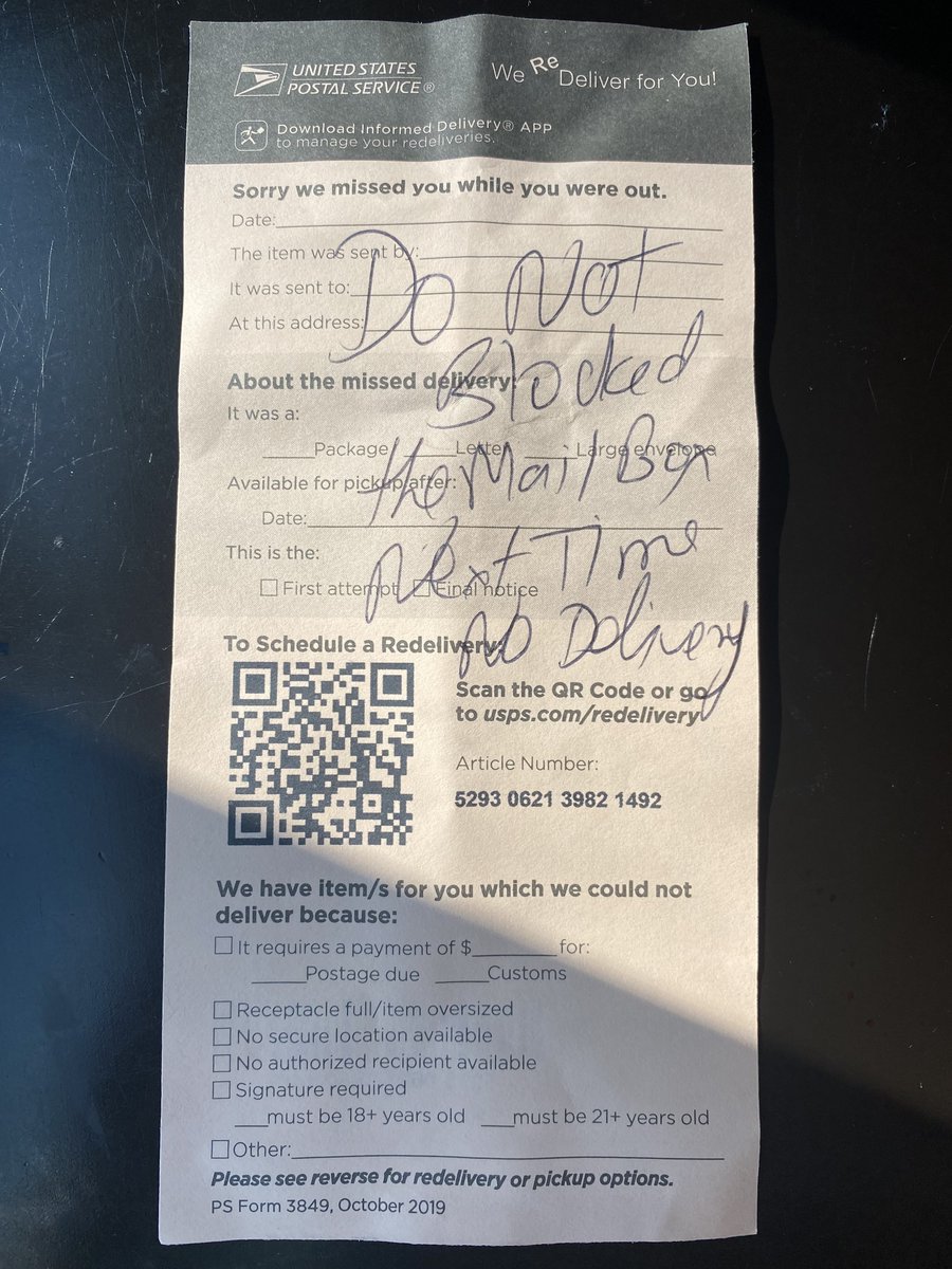 ggurov's tweet photo. .@USPSHelp Is this a standard procedure to leave unprofessional threatening notes like this in the mailbox ? There was more than enough space. this is freehold boro. https://t.co/1BJfTjoKeJ