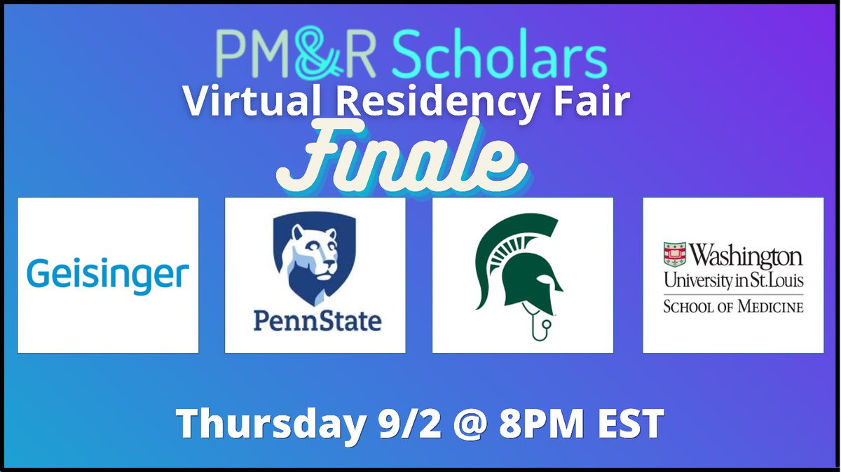 PmrScholars's tweet photo. Our FINAL session of the year is TONIGHT!! 

9/2/21 

#Gesigner
#PennStateHershey
#MichiganState 
@wustl_pmr 

We hope to see you there! 

Register at https://t.co/HinYonOU44 https://t.co/0PhZnCwS2C
