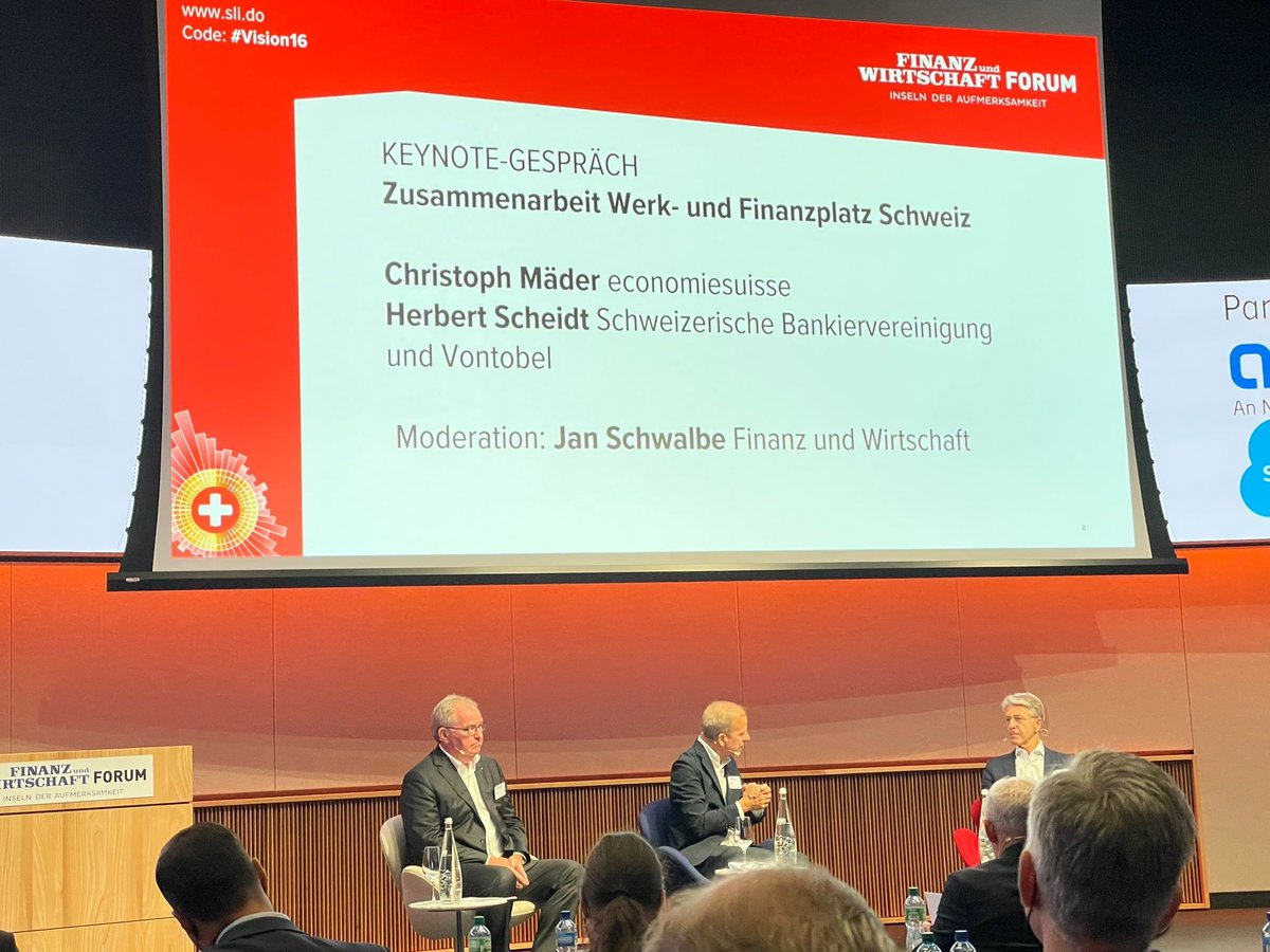 ti8m_ag's tweet photo. Bundesrat Ueli Maurer vom Eidgenössischen Finanzdepartement spricht am Finanz und Wirtschaft Forum über den Zustand des Finanzplatzes Schweiz. Als Partner sind wir natürlich mit dabei! #SwissBanking #VisionBank #FuWForum #Vision16 https://t.co/O9z13Rtj0o