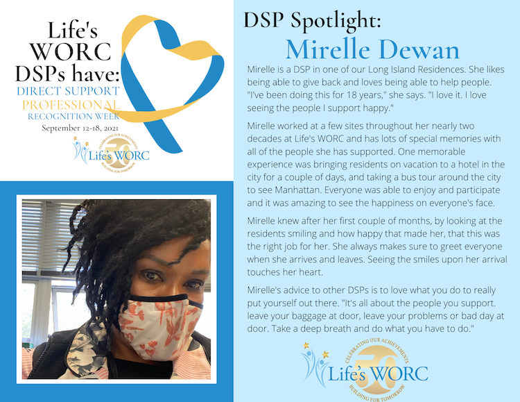lifesworc's tweet photo. Our monthlong celebration of #DSPAppreciation continues with Mirelle, a support professional from one of our Long Island homes. #OurDSPsHaveHeart https://t.co/j7tiiXG7rf