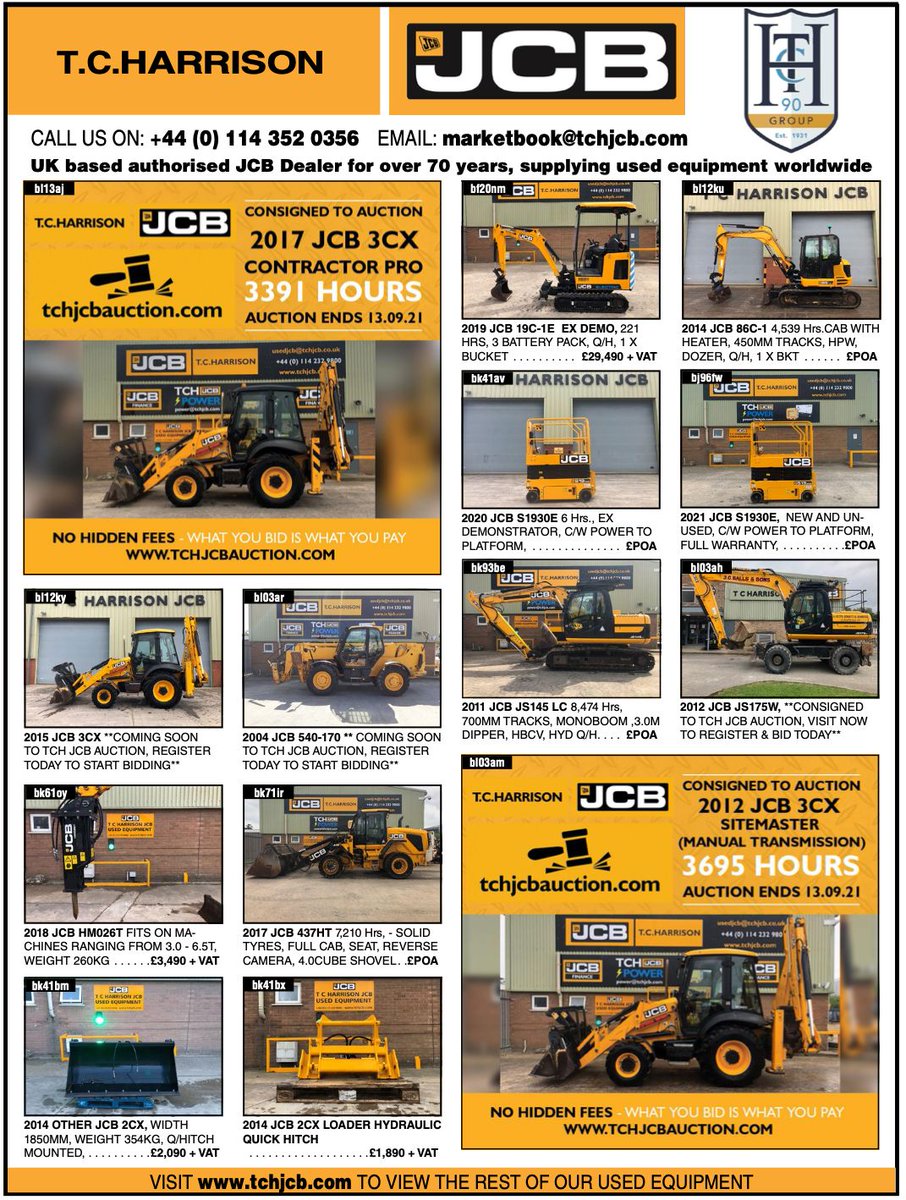 TCHarrisonJCB's tweet photo. Don't miss our latest @MachTraderUK advert!👇
🚜 - See all of the available used machines we have here: https://t.co/6vr3Shc7HZ
🚜 - Or make a bid at our auction here: https://t.co/DUsCnVYcmw
#JCBfamily #JCBauction #JCB #JCBUsed https://t.co/7hQERQPv9W