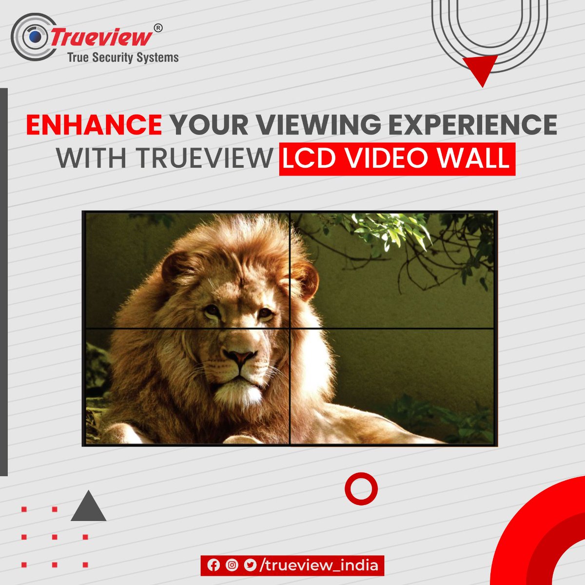 Trueview_India's tweet image. Trueview’s LCD Video Wall is the perfect fit for all your video viewing requirements. Educational Institutions, Corporates, Training Centres – Trueview has got you covered!

To know more about the product, get in touch with our sales team at 92255 50000.

#trueviewcctv #lcdwall