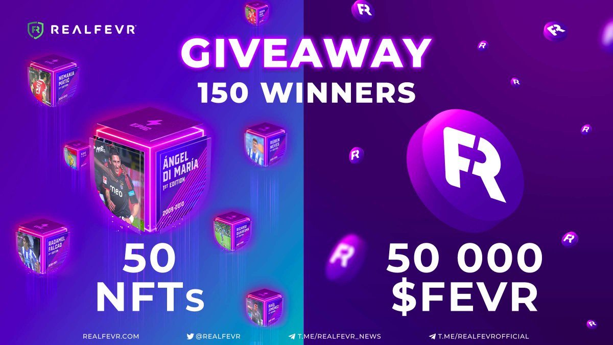 To celebrate the launch of our #NFT Marketplace, we have decided to surprise our community with a wonderful giveaway 🎉

Brace yourselves, as we are offering 50 #NFTs and 50 000 $FEVR to 150 lucky winners! 

Participate here: gleam.io/czZAV/50-nfts-… 

#JoinTheFEVR #NFTgiveaway