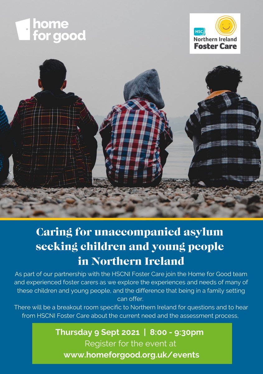 Could you care for unaccompanied children and young people seeking asylum in NI?
Our friends at <a href="/Home4Gd/">Home for Good</a> are partnering with the HSC Foster Care Team to explore what that would entail and how you could be involved.

Info event Thursday 9th September - check out details below.