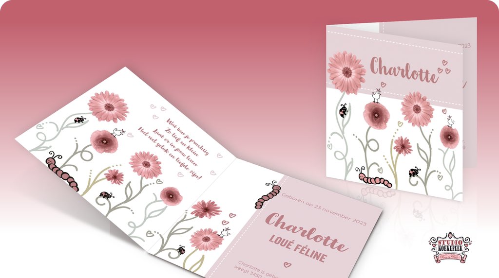 Flower power 💖🌸

studiokoekepeer.nl/geboortekaartj…

#geboortekaartjes #bloemen #meisje #BloemTwitter #Flowers #veldbloemen #onlinegeboortekaartjes