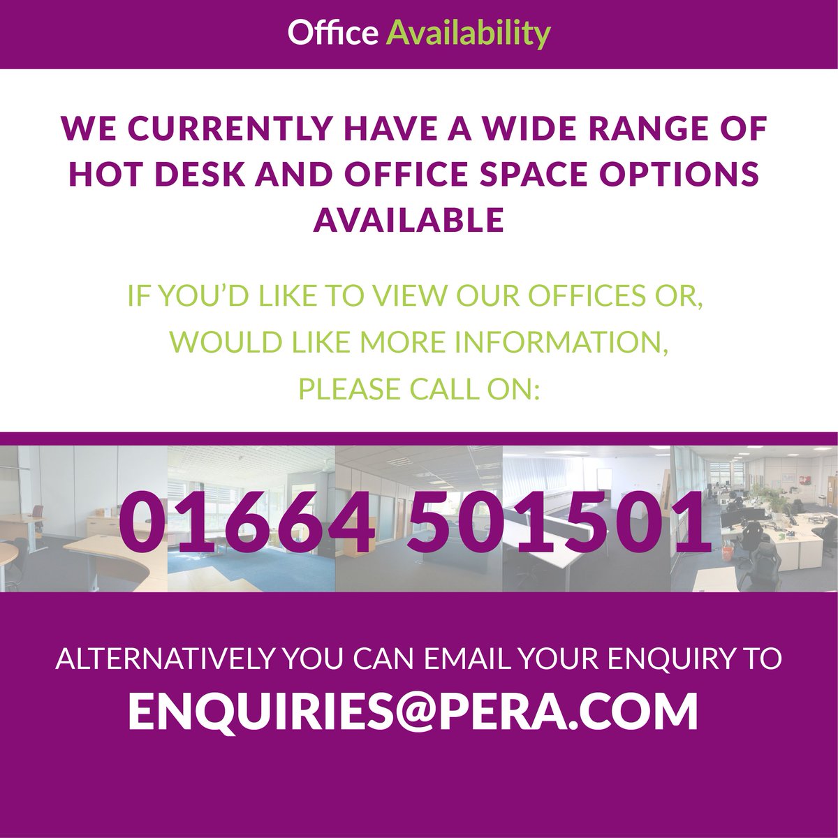 Perabusiness's tweet photo. Looking for a new space for your team? From Hot Desks to Fully-Managed offices, we have a wide range of solutions to suit you and your business!
Check out our options and availability here: https://t.co/FOM1iJ6YRb

#meltonmowbray #leicestershire #businesssupport https://t.co/PzHjNRAOn8