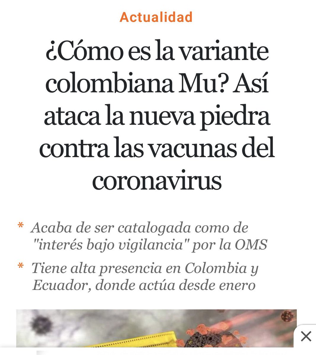 No voy a hacer otro hilo sobre variantes, porque seria repetirme demasiado. Además de que ya me aburre. Quizás mas sobre algún titular sobre la “nueva” variante mu o B.1.621
