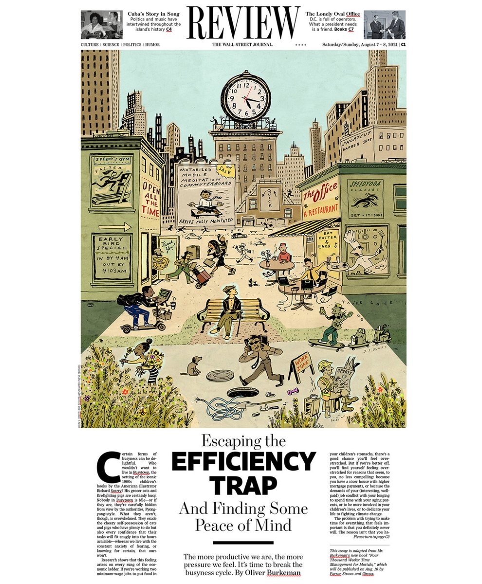 Award-winning illustrator, <a href="/johnsdykes/">John Dykes</a> for <a href="/WSJ/">The Wall Street Journal</a> article, "Escaping the Efficiency Trap And Finding Some Peace of Mind" <a href="/RappArt/">Rapp Art</a> dxe.workbook.com/john-dykes-099… #illustration #editorialillustration #coverillustration #magazinecovers #awardwinner #workbookartist #workbookillustrator