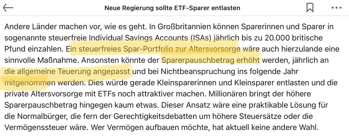 Christian W. Röhl (@cwroehl) on Twitter photo ‼️ Vorsorgesparer entlasten ‼️
„Ansonsten könnte der Sparerpauschbetrag erhöht, jährlich an die allgemeine Teuerung angepasst und bei Nichtbeanspruchung ins folgende Jahr mitgenommen werden.“
Klare Worte von <a href="/ErikPodzuweit/">Erik Podzuweit</a>:
➡️ linkedin.com/pulse/neue-reg… ‼️ Vorsorgesparer entlasten ‼️
„Ansonsten könnte der Sparerpauschbetrag erhöht, jährlich an die allgemeine Teuerung angepasst und bei Nichtbeanspruchung ins folgende Jahr mitgenommen werden.“
Klare Worte von <a href="/ErikPodzuweit/">Erik Podzuweit</a>:
➡️ linkedin.com/pulse/neue-reg…