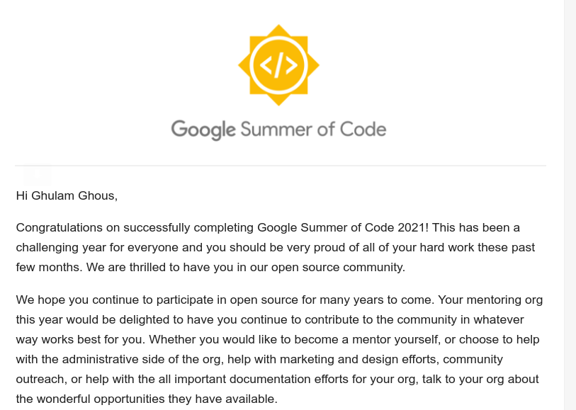 I am super excited and happy to announce that I have successfully completed @gsoc 2021. 

I have learnt a lot during this program and able to overcome the challenges that I have faced in coding. People and mentors at <a href="/RocketChat/">Rocket.Chat</a> have been super supportive.

#gsoc