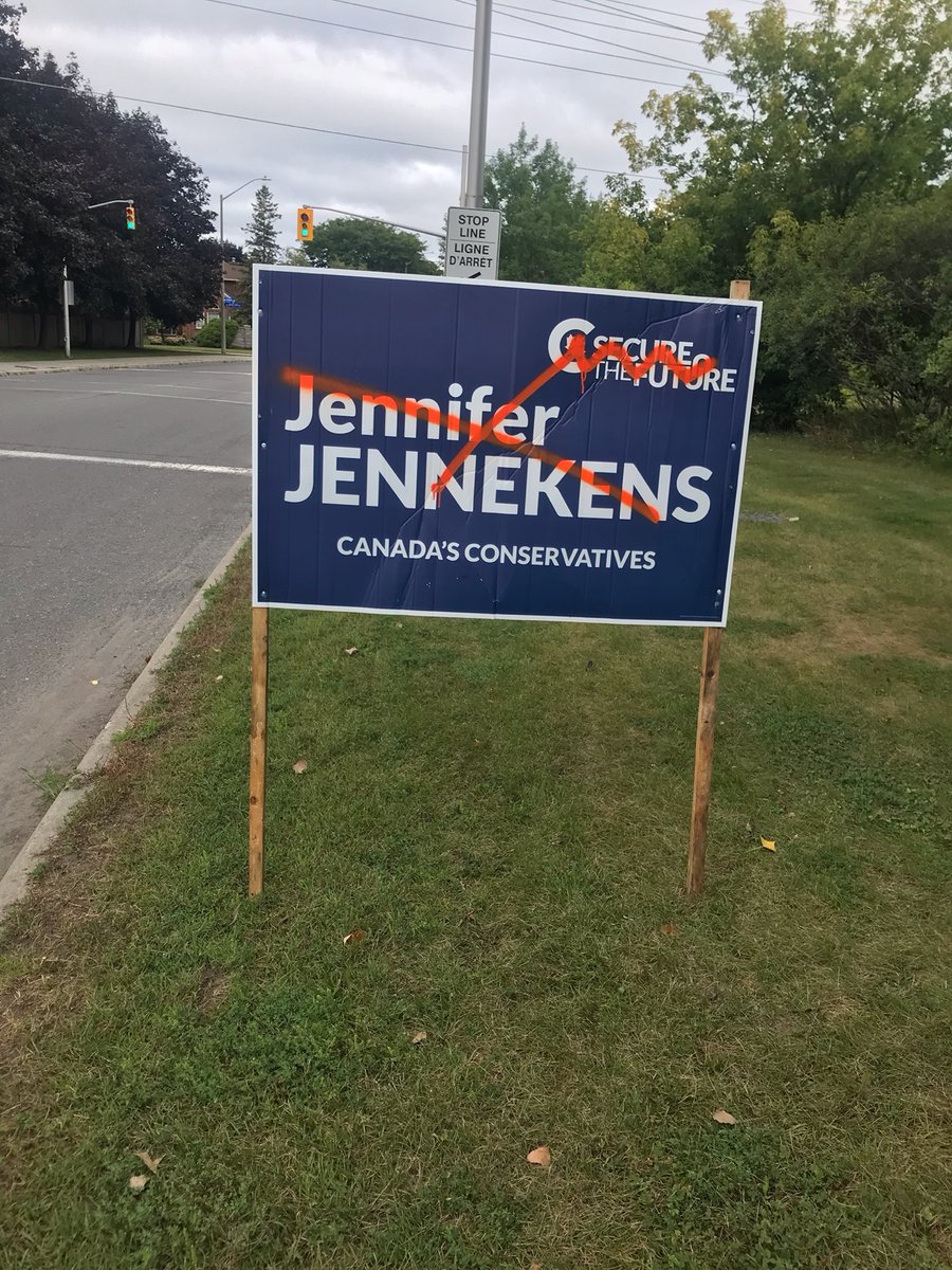 I live in a middle class Ottawa suburb. I don’t recall seeing this kind of political sign defacement in my neighbourhood during prior election campaigns. It needs to stop.