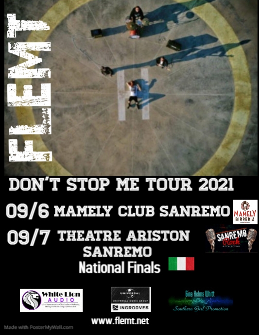 Flemt (@flemtrockband) on Twitter photo We’ll be performing at Mamely Club Sanremo on September 6th at 11:00 pm. On Tuesday September 7th we will be performing at the Ariston Sanremo National Finals. Our performance time is 2:00 pm.
#liveshows #letsrock
<a href="/WhittginGina/">Gina Whitt</a>
<a href="/Alexflemt/">Alessandro</a> We’ll be performing at Mamely Club Sanremo on September 6th at 11:00 pm. On Tuesday September 7th we will be performing at the Ariston Sanremo National Finals. Our performance time is 2:00 pm.
#liveshows #letsrock
<a href="/WhittginGina/">Gina Whitt</a>
<a href="/Alexflemt/">Alessandro</a>