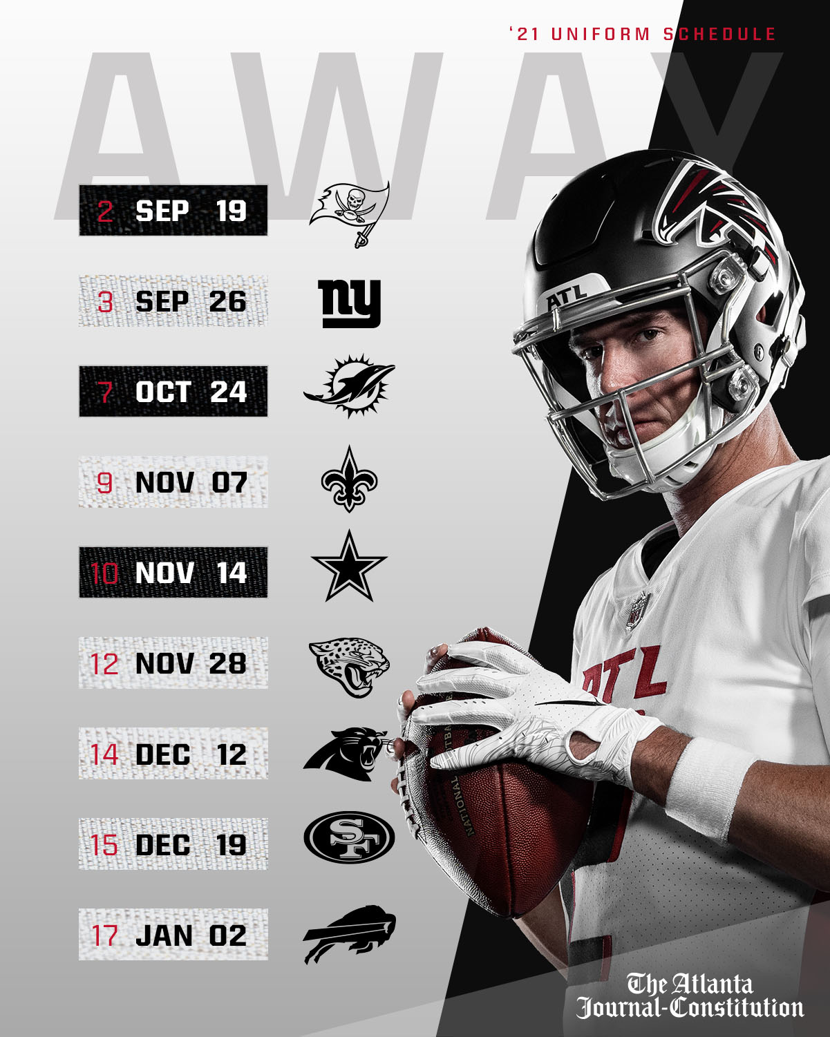 Falcons 2021 jersey schedule revealed - The Falcoholic