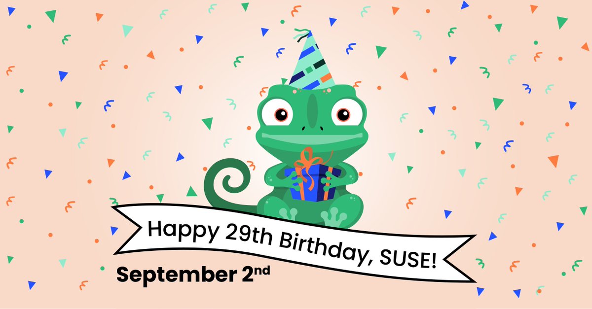 Celebrate <a href="/SUSE/">SUSE</a>'s 29th birthday!!!

#SUSEGoGreen #SUSECollective infl.tv/jX5k