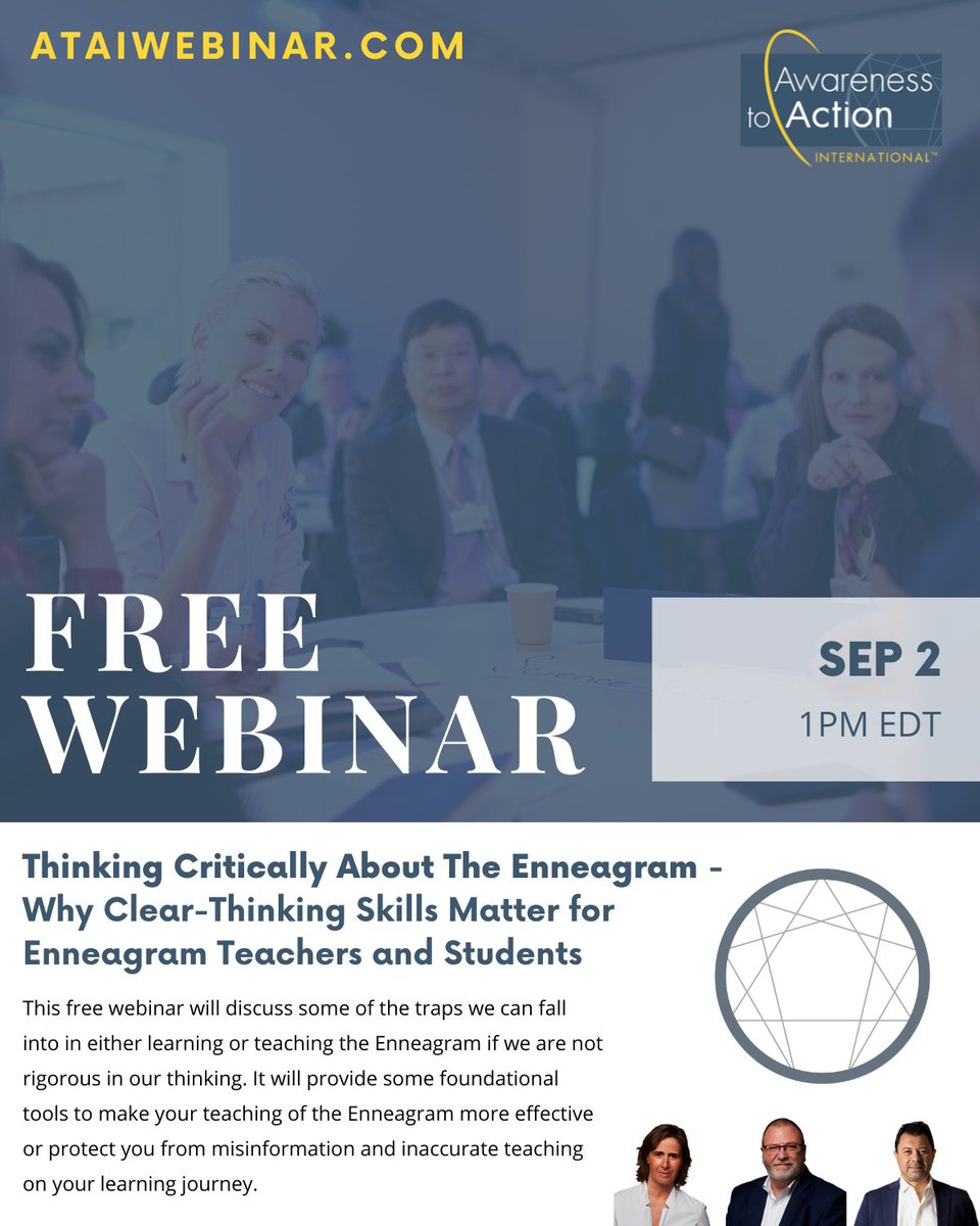 ATAEnneagram's tweet photo. Our FREE WEBINAR starts today! This is your last chance to register &amp; join us as we discuss some of the traps we can fall into with learning or teaching the Enneagram. Don’t want to miss out! Webinar starts 1PM EDT register now at https://t.co/adiZtdjFLy #Enneagram #FreeWebinar https://t.co/WTJXOMpKBl