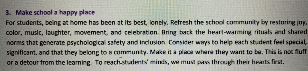 Loving that this was read in our PD this morning. “To reach students minds, we must pass through their hearts first.” What validation for@the arts teachers who share their passion #happyplace #tldsb_arts