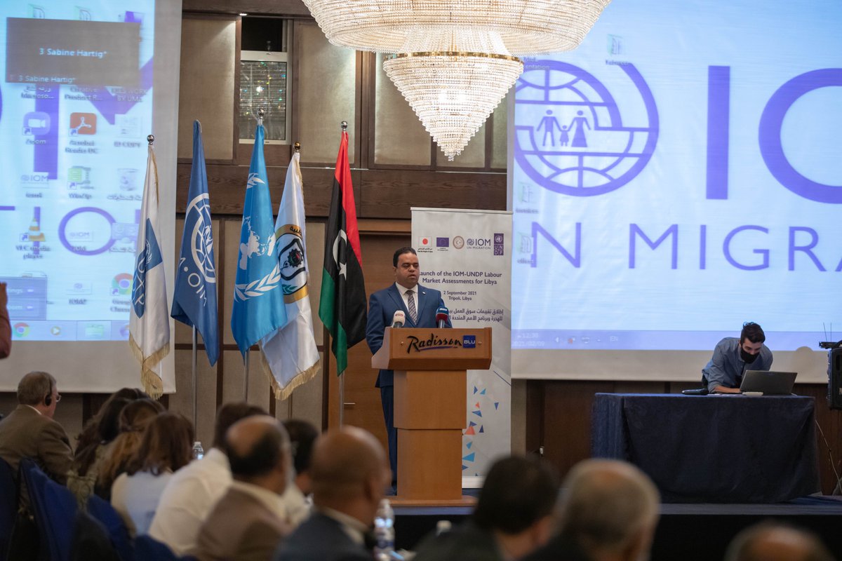 IOM_Libya's tweet photo. IOM and @UNDPLibya Labour Market Assessments for Libya identify private sector businesses with high potential to boost job creation across the country and take into consideration the skills and capacities of all workers in Libya, including #migrantworkers.
#AfricaTrustFund #EU https://t.co/fxTLLnDkhG
