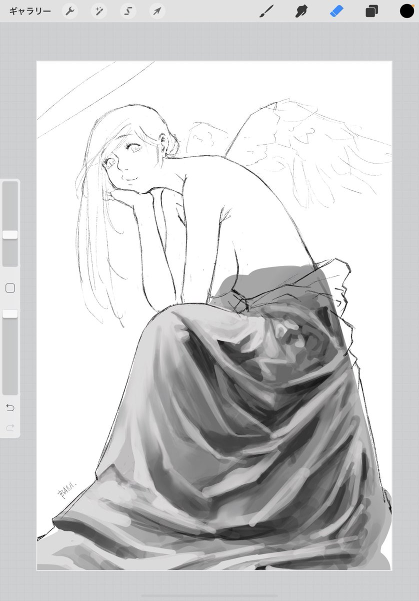 先日描いたシワがなかなか良い感じだったので上半身乗っけた

「は?落としたいメンズ?」
な天使。 