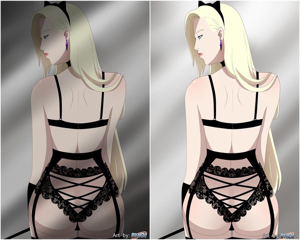 I’m wearing the lingerie you asked me to wear."Ino said