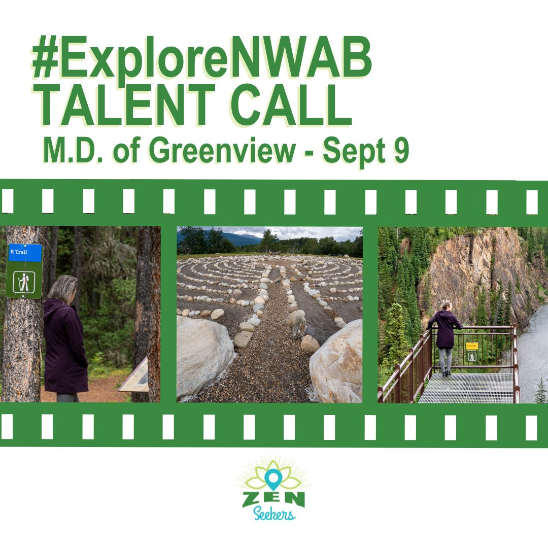ZenSeekers's tweet image. TALENT CALL: #ExploreNWAB 
Join Seekers Media for a fun, adventurous day of filming as we explore the @MDofGreenview for a multimedia shoot.

Get the details on Facebook: facebook.com/ZenSeekers/pos…

#MDGreenView #ExploreAlberta #TalentCall