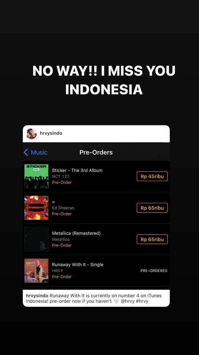 HRVYArg's tweet photo. @HRVY vía historias de Instagram 

“INCREIBLE!! TE EXTRAÑO INDONESIA” https://t.co/mesG673SaF
