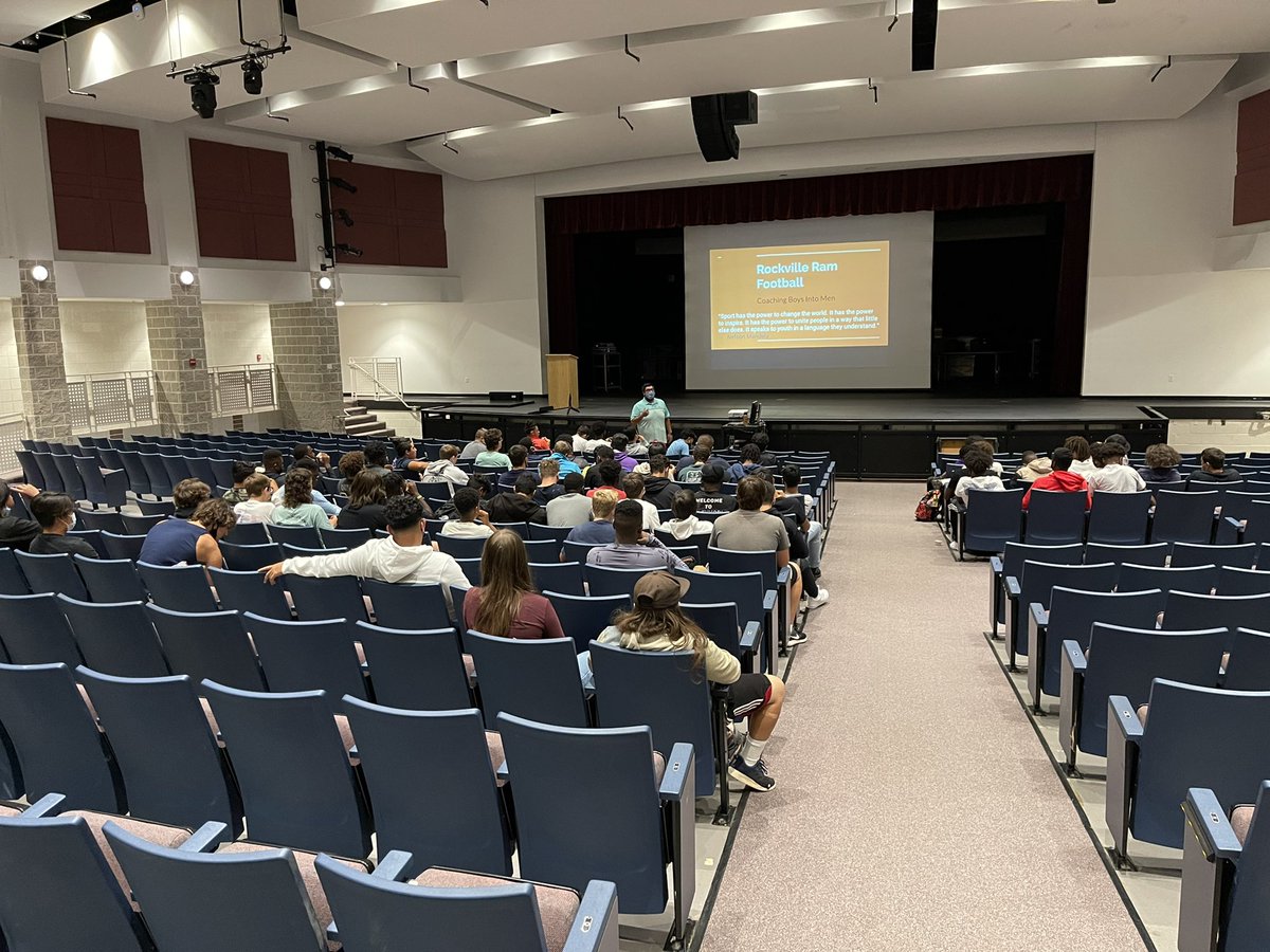 <a href="/_JCastro75/">Coach Castro</a> leading our our Coaching Boys Into Men Program today! This is year 7 for myself and coach Castro, Year 4 for <a href="/Rockville_FB/">Rockville Football</a>! We aren’t only building better players, we are building better men! 💪🧡🖤

Today’s Focus is Integrity!

#HornsUp
<a href="/PrincipalRHS/">Rhoshanda Pyles</a> 
@RHSRamsAD