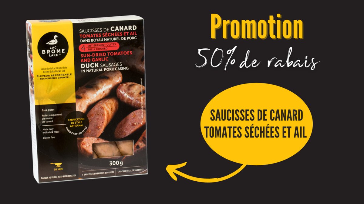 Pour tout le mois de septembre, nos saucisses de canard tomates séchées et ail sont à 50% de rabais sur notre boutique en ligne et à Knowlton! 🎉

Faites vos provisions: bit.ly/3kOe13l
*Aucune limite de quantité. 
* Jusqu'au 30 septembre ou jusqu'à épuisement des stocks.