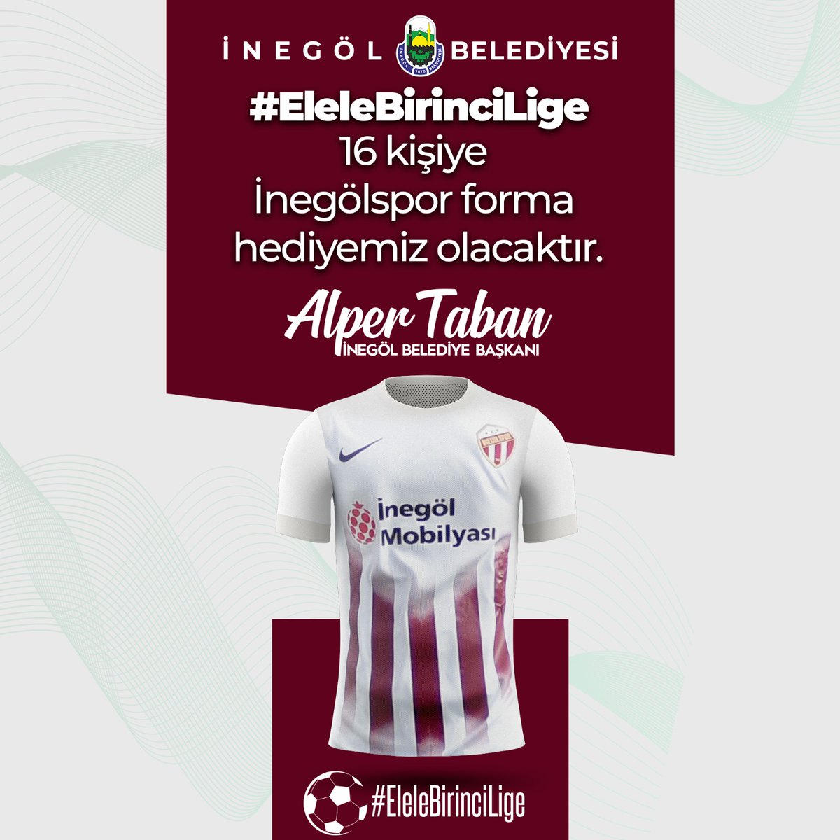 Bu akşam saat 21.30'da 16 kişiye hediye edeceğimiz şanlı İnegölsporumuzun forma çekilişi olacaktır.
Yorumlarınızı bekliyorum 😊👇
#ElEleBirinciLige