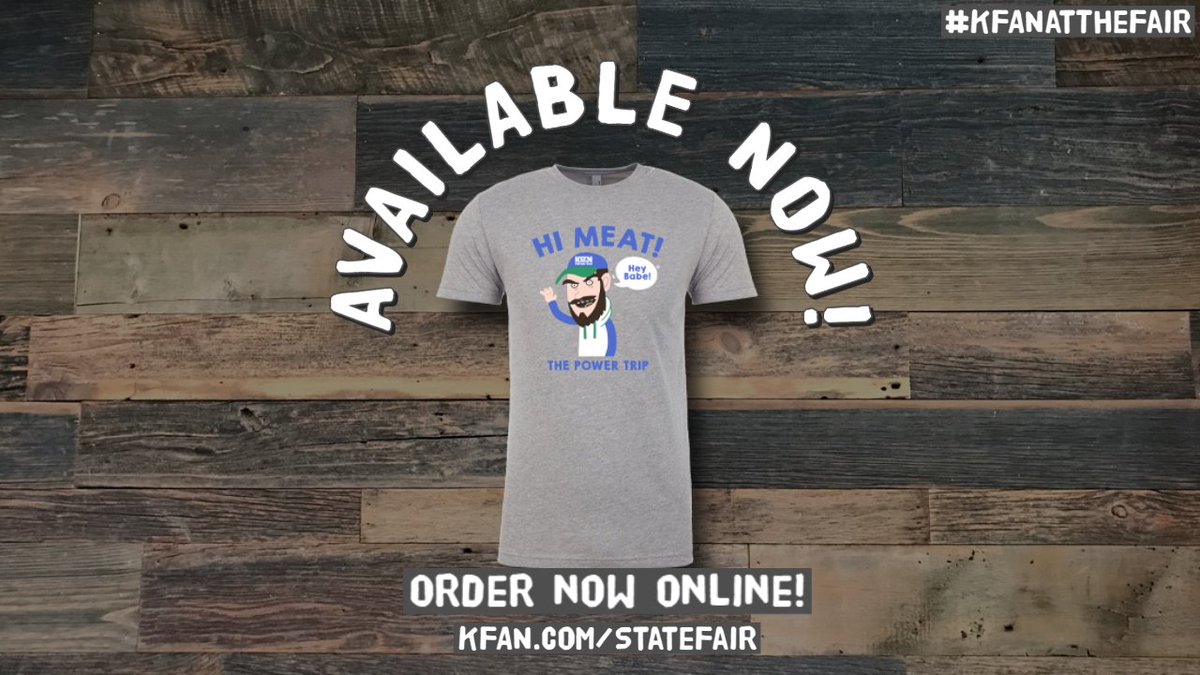 KFAN1003's tweet photo. Hi @MeatSauce1!
Get your #HiMeat alternate gray t-shirt today at the #KFANatTheFair booth or order now online!
Get it here --> https://t.co/ieBFezg2il https://t.co/PzTyikjrpi