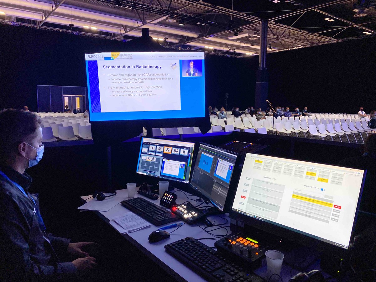 SciChief's tweet image. @CaLucil of @cyim_congress, organizing the technical management and platform for #ESTRO2021 was kind enough to share a couple of behind the scenes images with me of the session in which I presented.