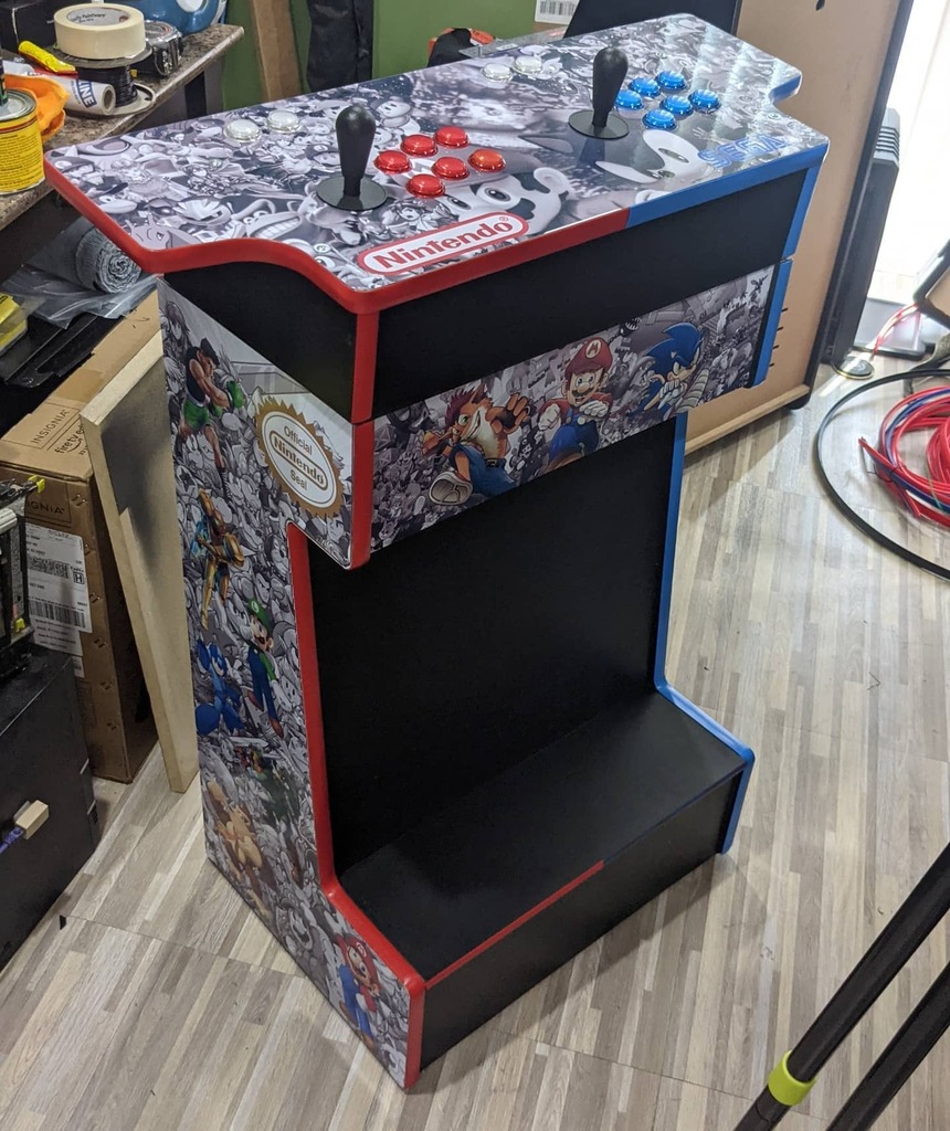 Two player pedestal arcade. This was made with a Nintendo and Sega theme and ready to plug into any TV.
.
.
.
.
.
#arcade #arcademachine #gameroom #mancave #mattsgameroom #videogames #gaming #gameroom #gamer #retro #retrogaming #retrogamer #nintendo #sega https://t.co/tvEVqWglF7